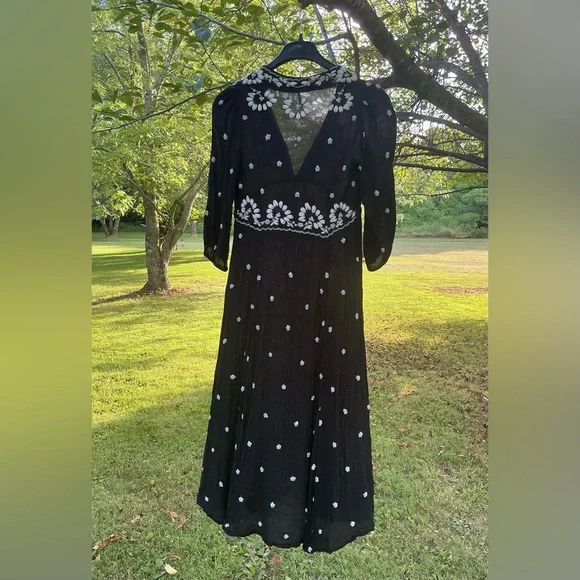 Free People Wild Fable Black Embroidered Midi Dress - Picture 5 of 5